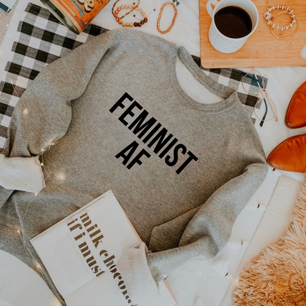 Feminist Womens Crewneck Sweatshirt Grey